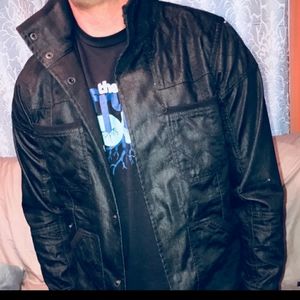 ✴️ Kane & Unke Men’s Black Casual Canvas Jacket